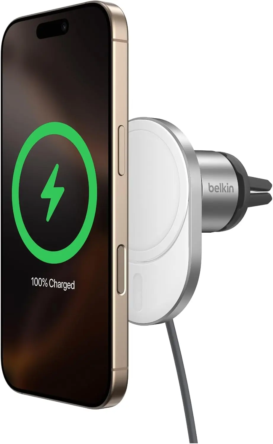 

Magnetic Car Charger 15W Fast Wireless Charging for iPhone 17/16/15/14/13 Series & Pixel 10, Secure Vent Mount - White