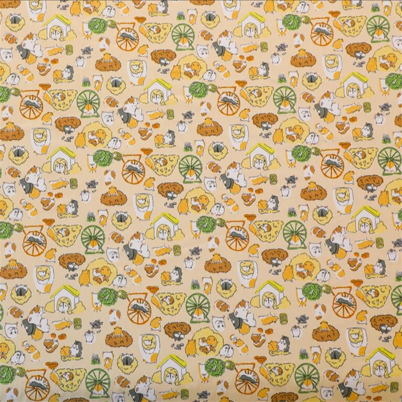 Cute Cartoon Guinea Pig Paradise Print Cotton Fabric for Sewing Patchwork Cloth Quilting Scrapbook Tecido Diy Handmade Material