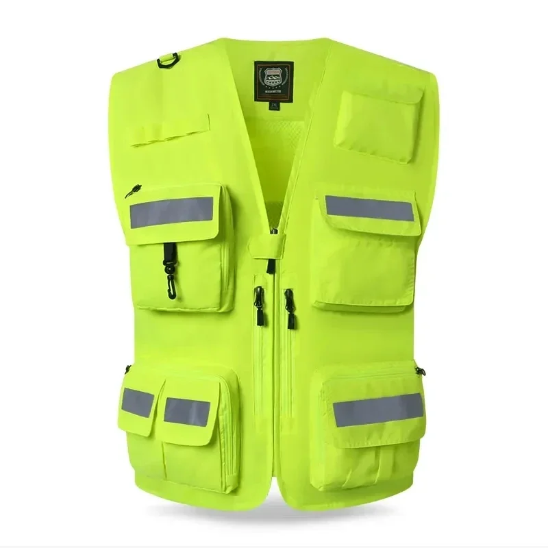 High Visibility Safety Reflective Vest Large Pocket Breathable Mesh Rider Jacket Construction Workwear Motorcycle Cycling Vest