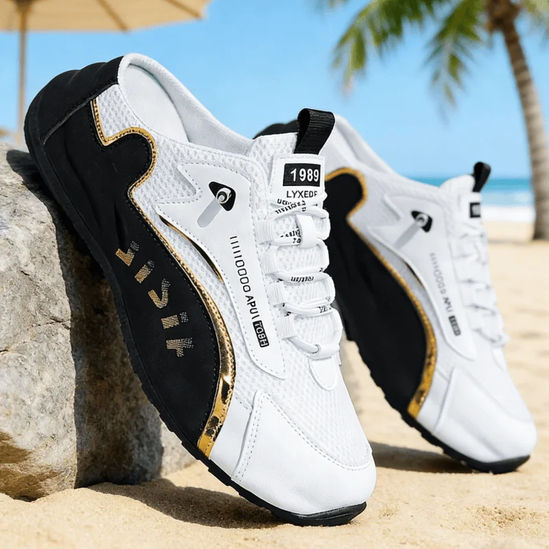 New Summer Fashion Slippers for Men, Classic Black Color Scheme, Low-Top Lace-Up Design, Made with Premium Mesh Fabric, Fabric Lining for Comfort, Provide Good Comfort, Are Breathable and Cool, Suitable for Both Sports and Leisure, a Must-Have for Home Use