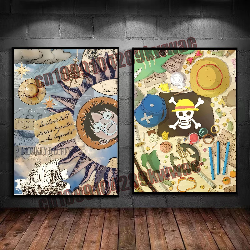 Poster Seni Lukisan Kanvas Gaya Lucu One Piece, Luffy, Anime Klasik Cocok untuk Dekorasi Rumah Ruang Tamu Hadiah Anak-anak