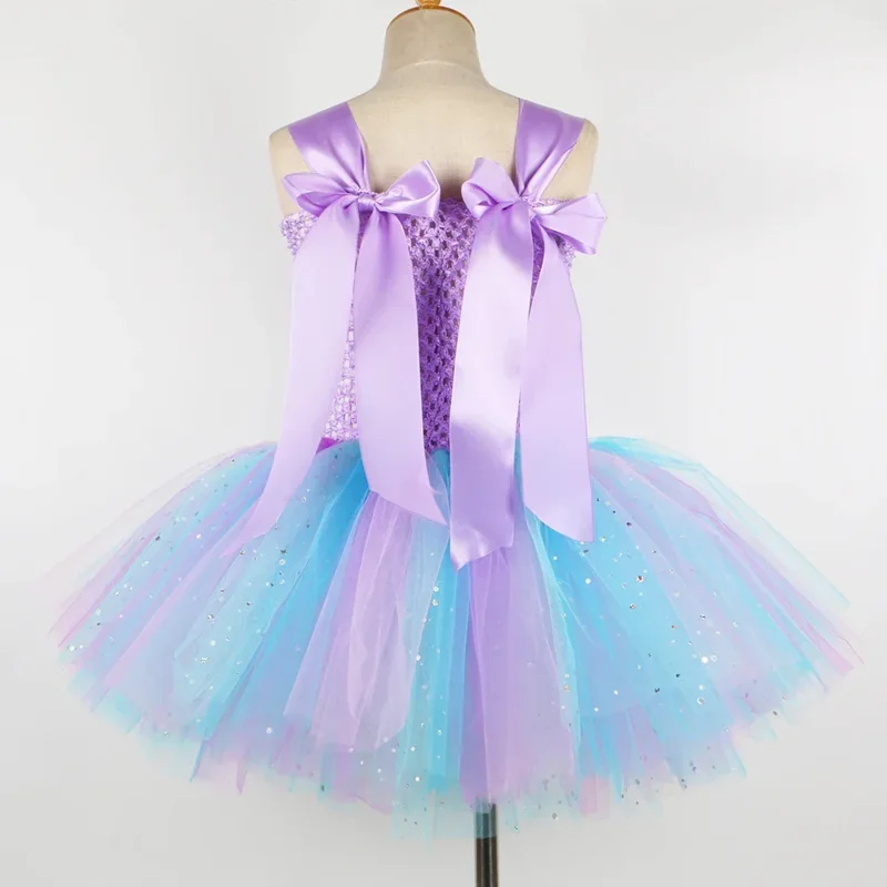 2025 nuevo vestido de princesa sirena para niñas con luz LED en el océano temático fiesta de cumpleaños vestido tutú ropa disfraz de Halloween foskeif1