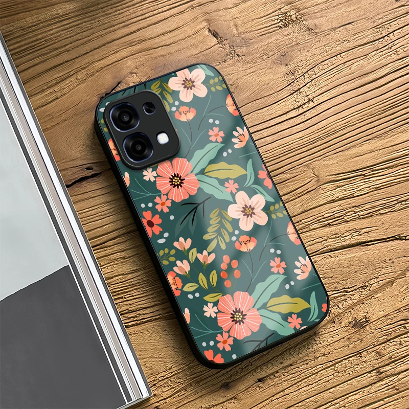 حافظة هاتف من السيليكون المقاوم للصدمات لهاتف OPPO A6 Pro 4G 5G A5X A5 Pro A5 زهور مطبوعة بالزهور غطاء خلفي واقٍ من زجاج البولي يوريثان الناعم