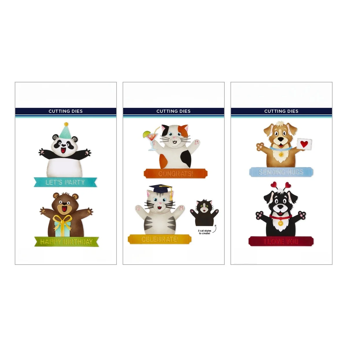 

Craft Clearance Birthday Bear Congrats Cat Dog Metal Cutting Dies for DIY Making Card Scrapbook Embossed Paper Album Craft