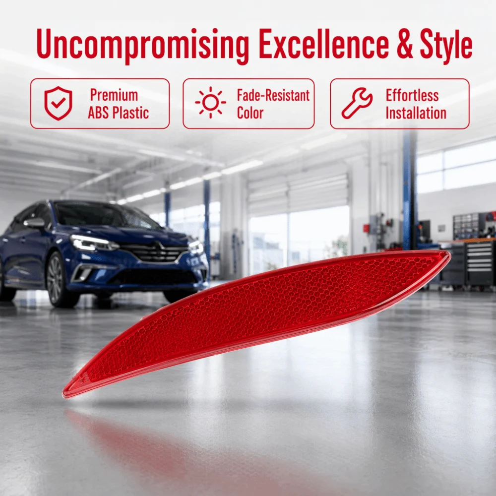 2PCS Red Rear Bumper Reflector ABS Bumper Marker Reflect Panel for RENAULT MEGANE MK3 2008‑2013