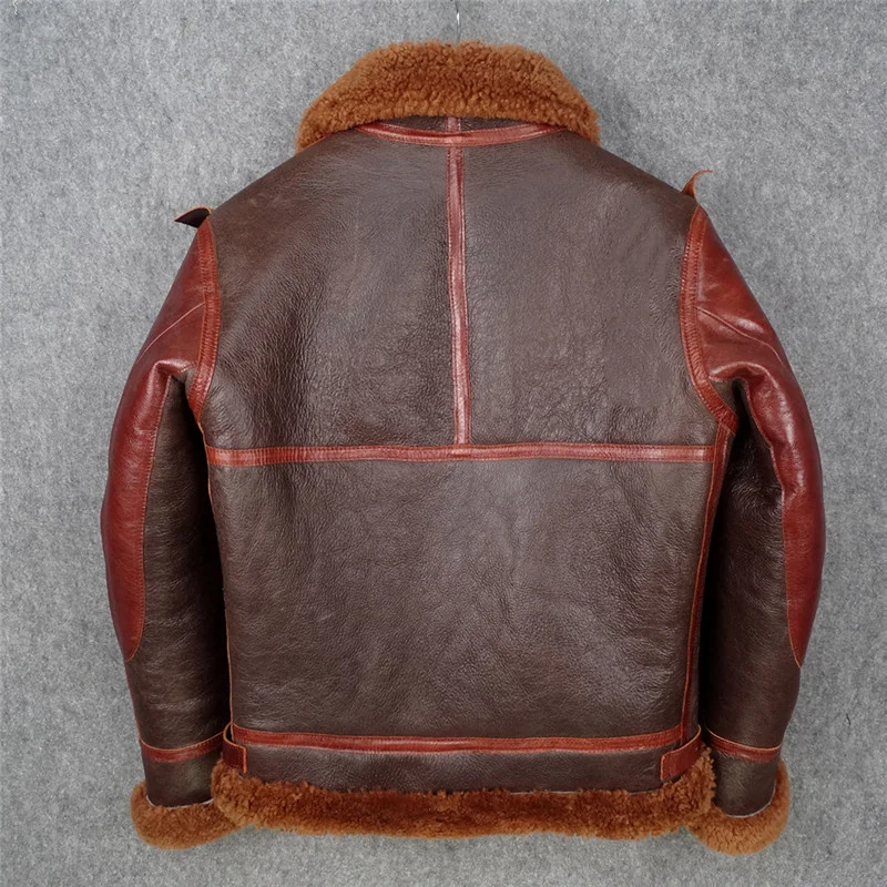 shipping.men classic Bomber Free pilot natural fur jacket.winter warm thick B3 style genuine sheepskin wool coat.quality