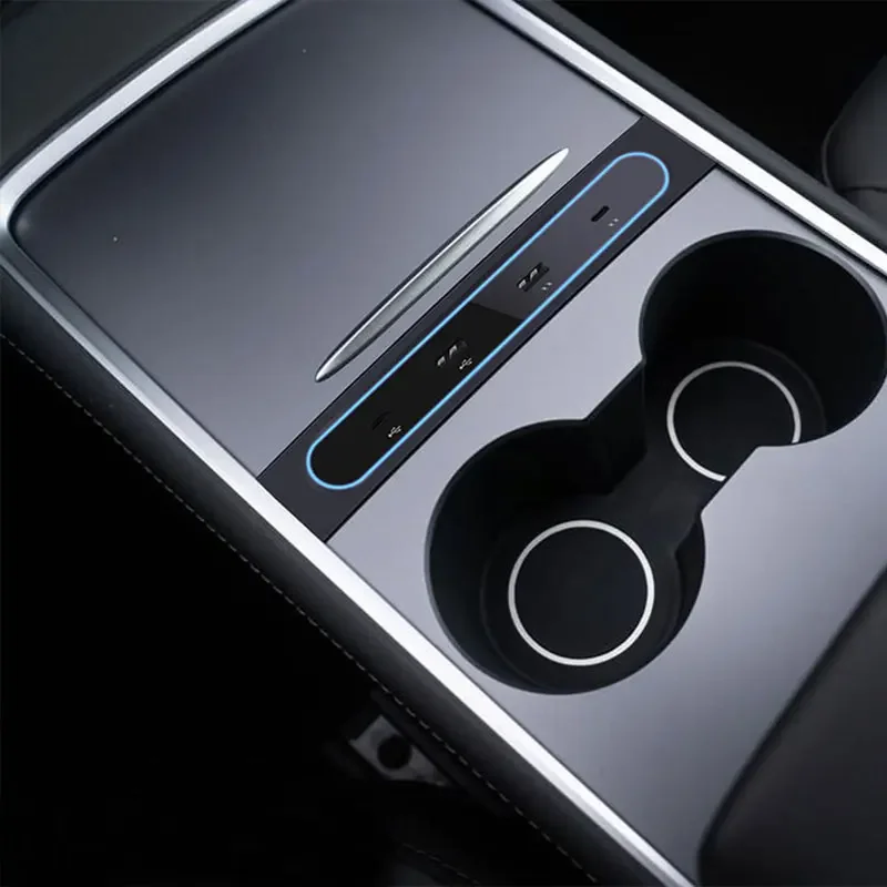 

Docking Station For Tesla Model 3 21-22 Model Y 20-24 27W Quick Charger USB Shunt Hub Intelligent Car Adapter Powered