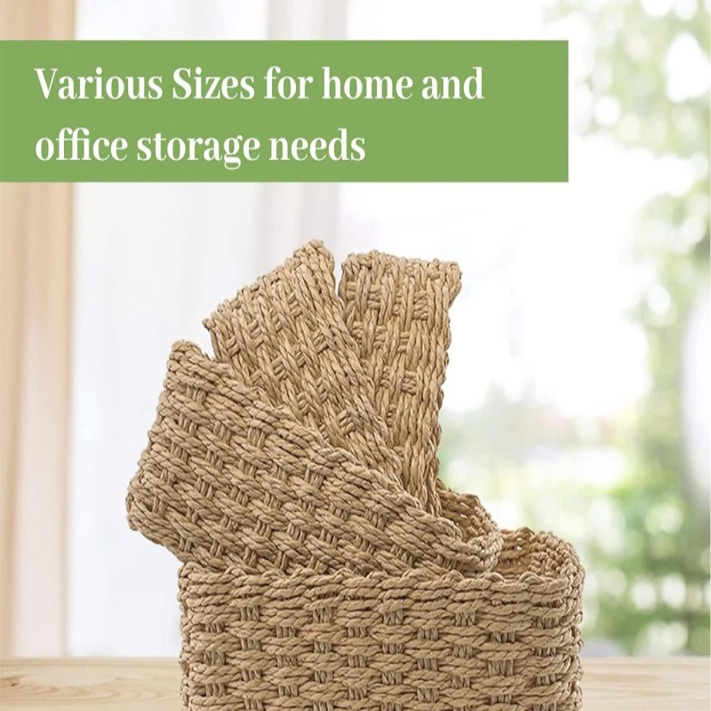 

Four-piece Paper Woven Storage Box, Purely Hand-woven Storage Basket, Room Clothing, Cosmetics, Sundries Sorting and Storage