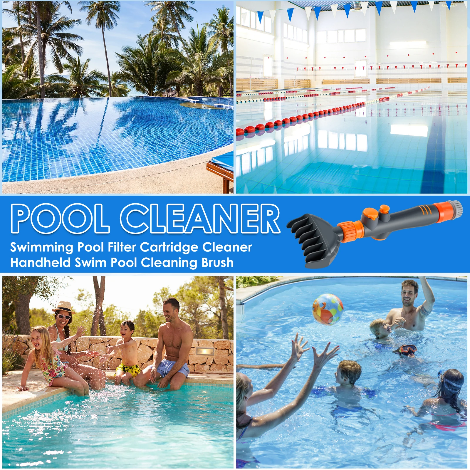 1PCS Pool Filter Element Cleaning Tool Handheld Pool Spa Filter Element Cleaner Portable Filter Rinsing Brush Tool