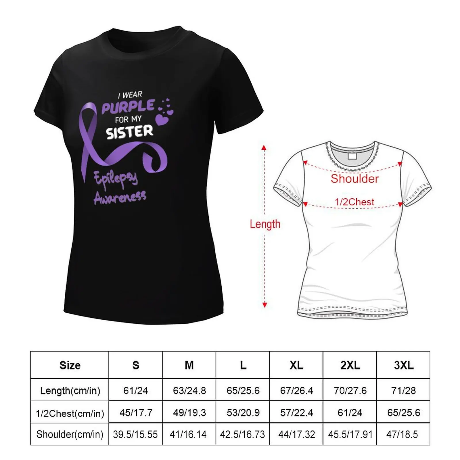 T-shirt de sensibilisation à l'épilepsie pour femme, I Wear Purple for My Adjust, Graphic Économie, Funny Clothes