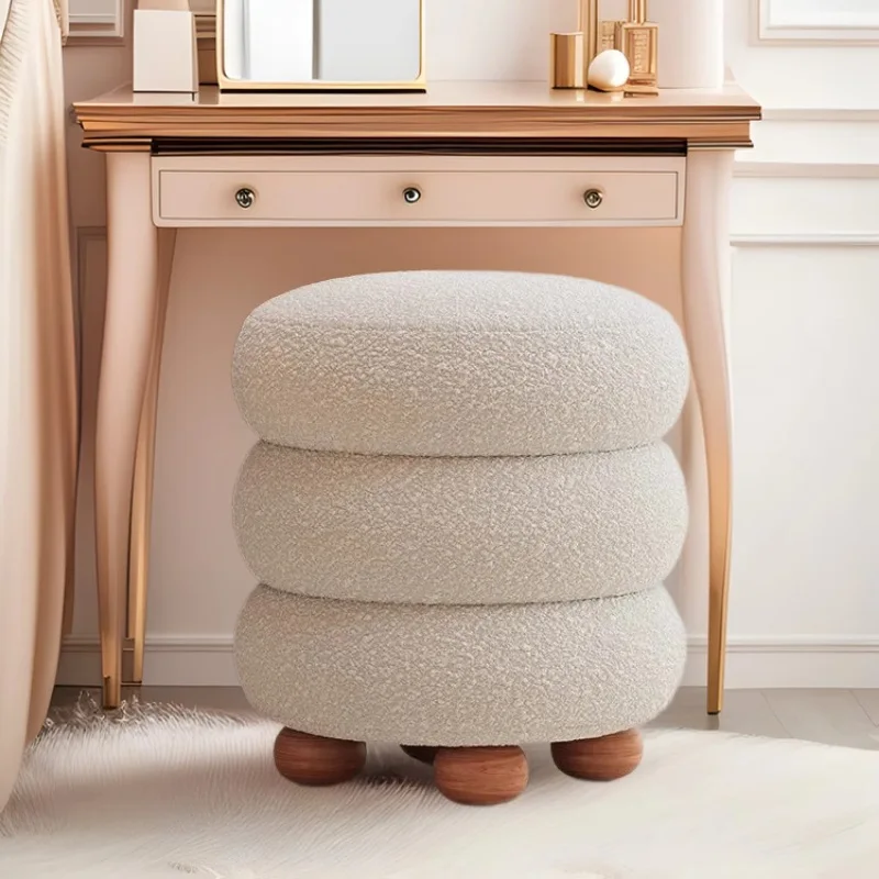 

Internet celebrity dressing stool chair simple modern bedroom dressing table small stool lamb wool round stool