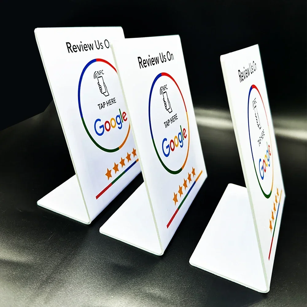 Google Review NFC Stand Display Table Display NFC Tap Card Stand Reivew us on Google 13.56MHz NT/AG215 504bytes NFC Stand