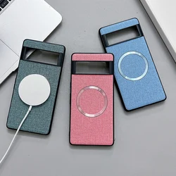 Luxury Plain Canvas Magnetic Phone Case for Google Pixel 10 9 8 7 6 Pro 8A 7A 6A 6XL 5A For Magsafe Wireless Charge Back Cover