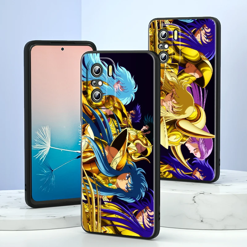 Classic Anime Saint Seiya per Xiaomi Redmi Note 13 12 11E 11S 11 11T 10 10S 9 9S Pro Plus custodia nera per telefono 4G 5G