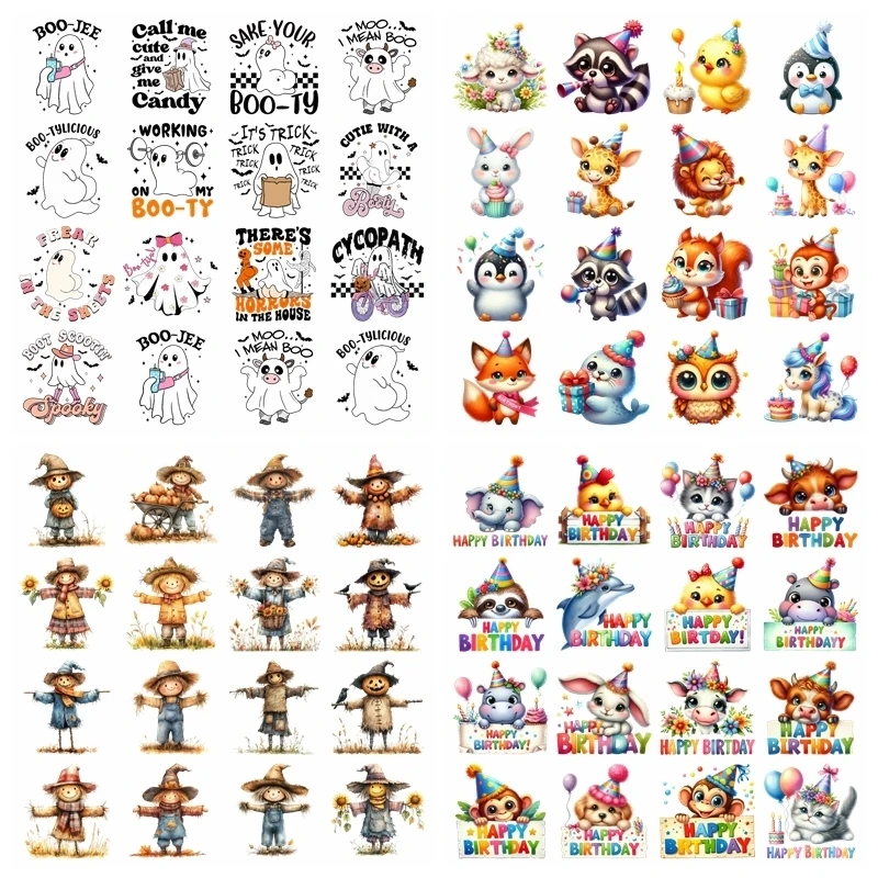 Halloween Scarecrow Animals set heat transfer iron on printing vinyl stickers T-shirt stickers DIY Toy doll clothing decoration