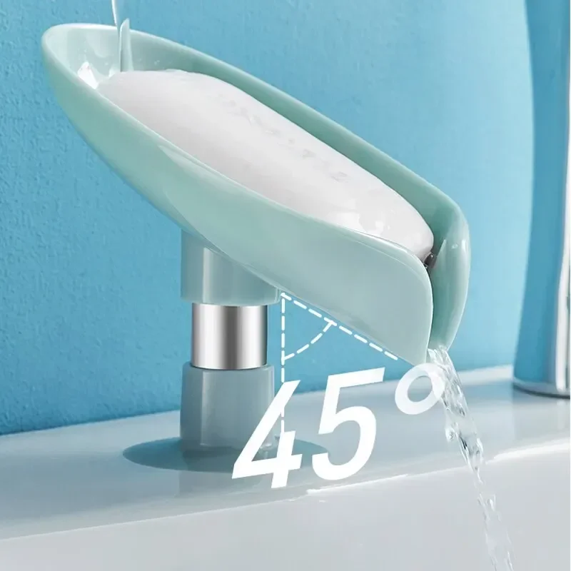 2pcs Kitchen Drain Soap Holder Leaf Shape Soap Box Suction Cup Tray Drying Rack for Shower Sponge Container Bathroom Accessories