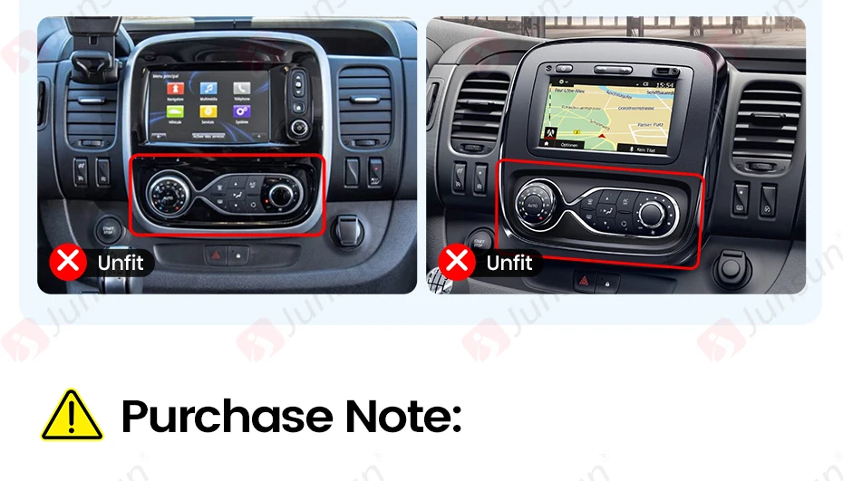 Junsun Autoradio für Renault Trafic 3 2014-2021 mit CarPlay, Android Auto, FM, RDS, DSP, BT, GPS-Navigation, SWC, HD IPS Touchscreen, Plug & Play Multimedia-Player, Freisprechfunktion, Original-Autostil-Haupteinheit – Detail 2