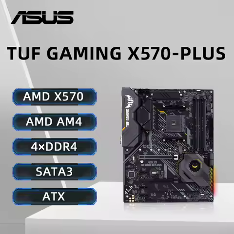 ASUS TUF GAMING X570-PLUS Motherboard Supports 5800X 5700x3D 5600G 3600X CPU 4xDDR4 PCIe 4.0 M.2 HDMI ATX AMD AM4 Mainboard