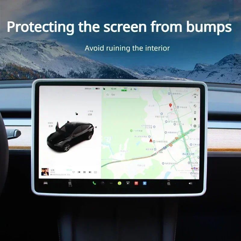 Marco Protector de pantalla para Tesla Model 3 + Highland 2024, Protector de pantalla de navegación de silicona, accesorios de coche