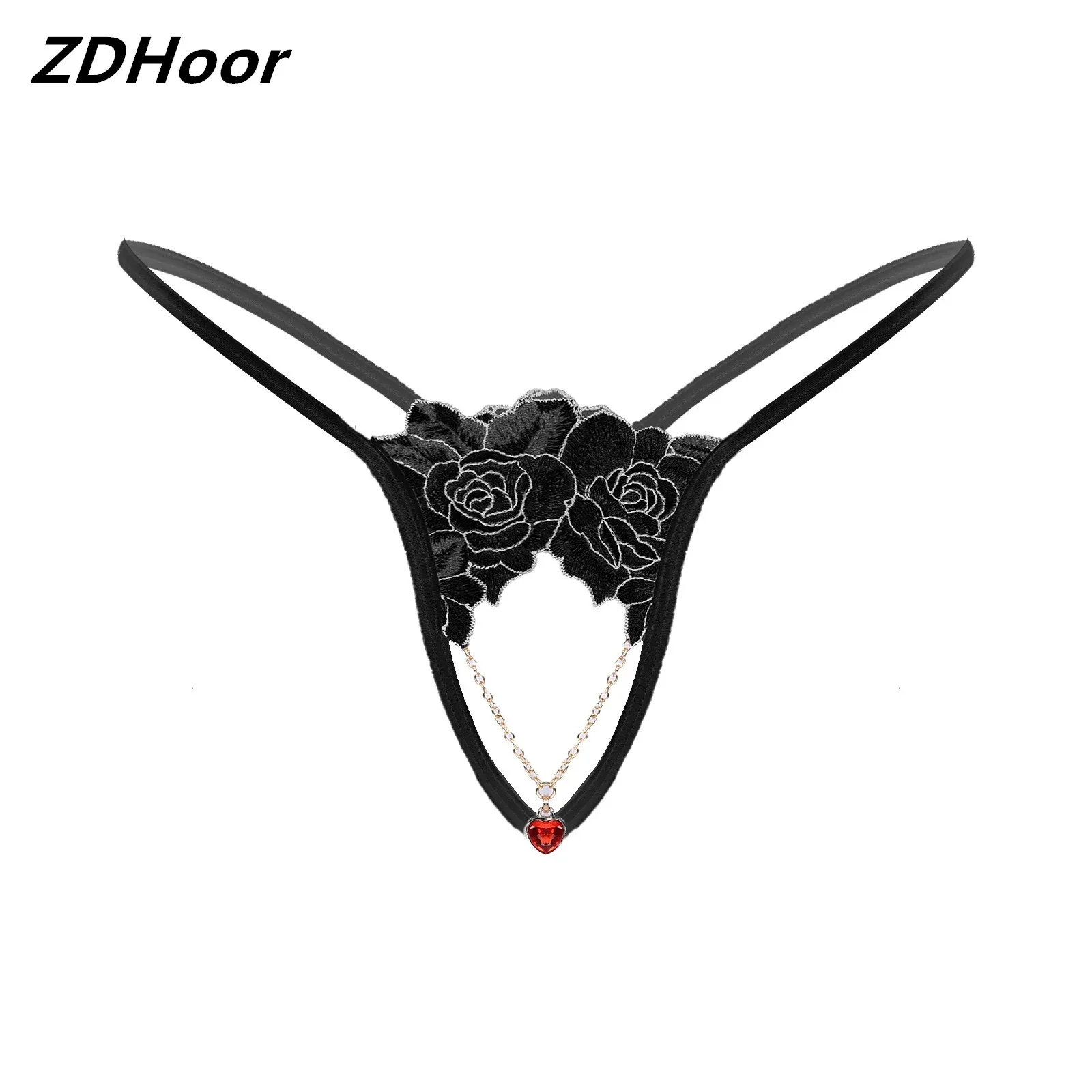 

Gay Male Rhinestone Metal Chain Pendant Embroidered Thongs Low Waist Sissy Brief Underpants Lingerie Crotchless T-back Underwear