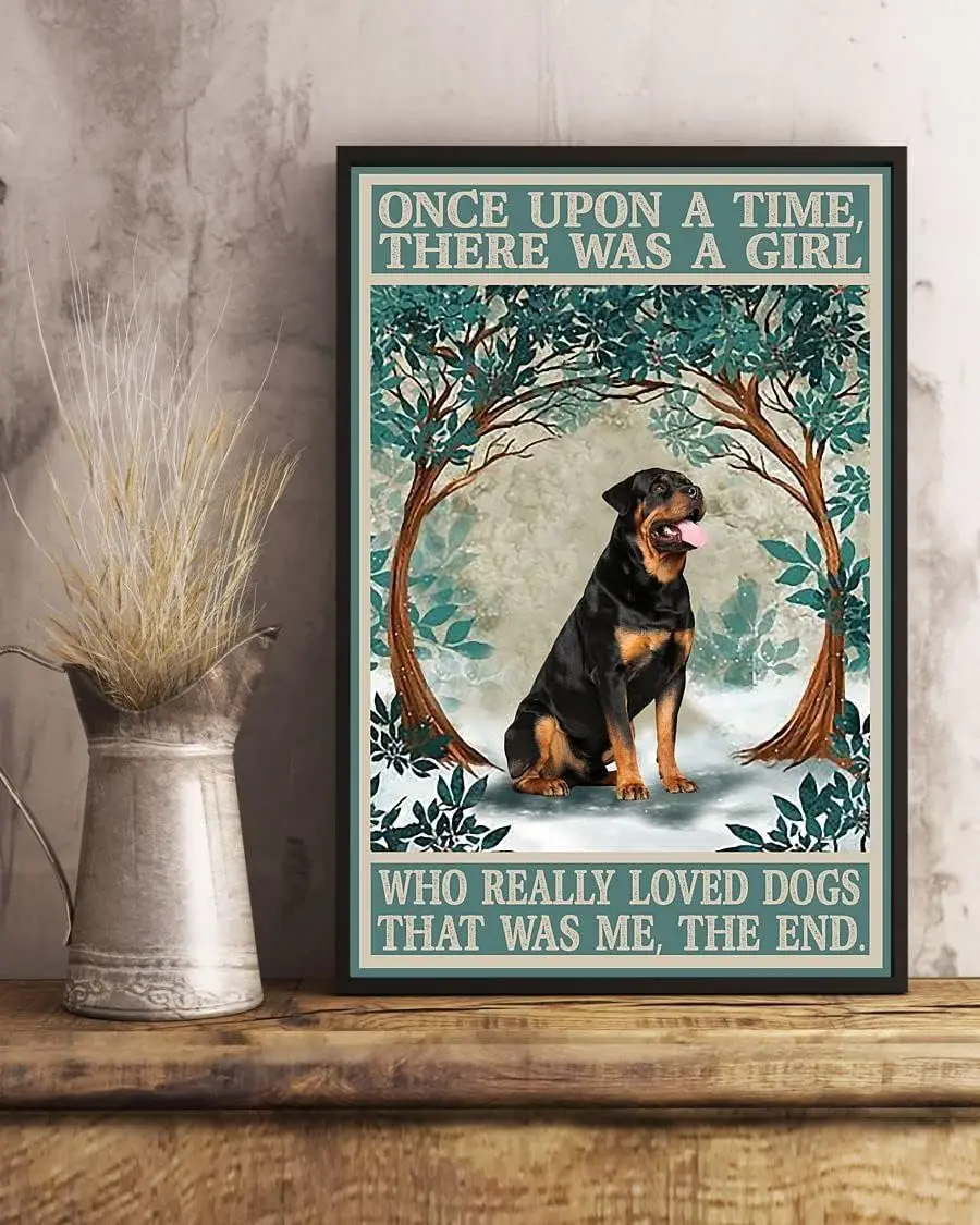 Metal Tin Sign Rottweiler One Upon A Time Sign Metal Sign Aluminum Funny Signs Vintage Wall Decor for Home Garden Bar