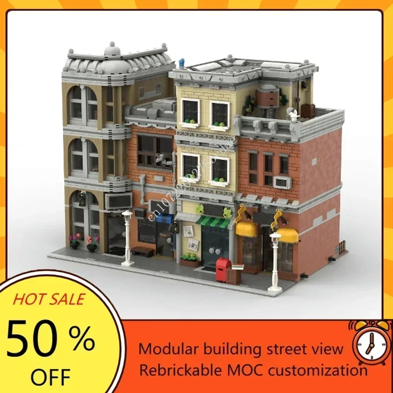 3858PCS Customized MOC Modular Apartments Street View Model Custom Puzzle Technology DIY Creative Assembly Toys Gifts