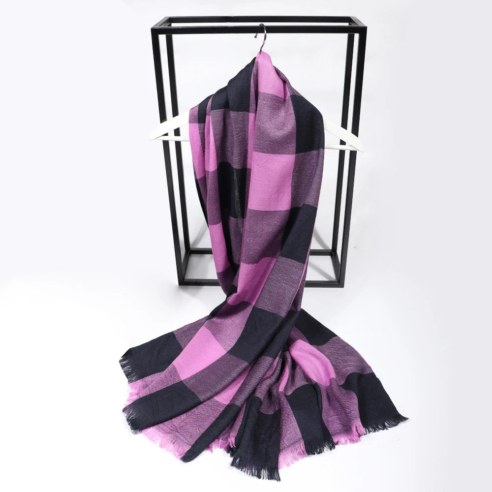 2022 Luxury Brand Real Wool Scarf For Women Men Winter Warm Soft Shawls Pashmina Plaid Tassel Long Scarves Stole bufanda sjaal