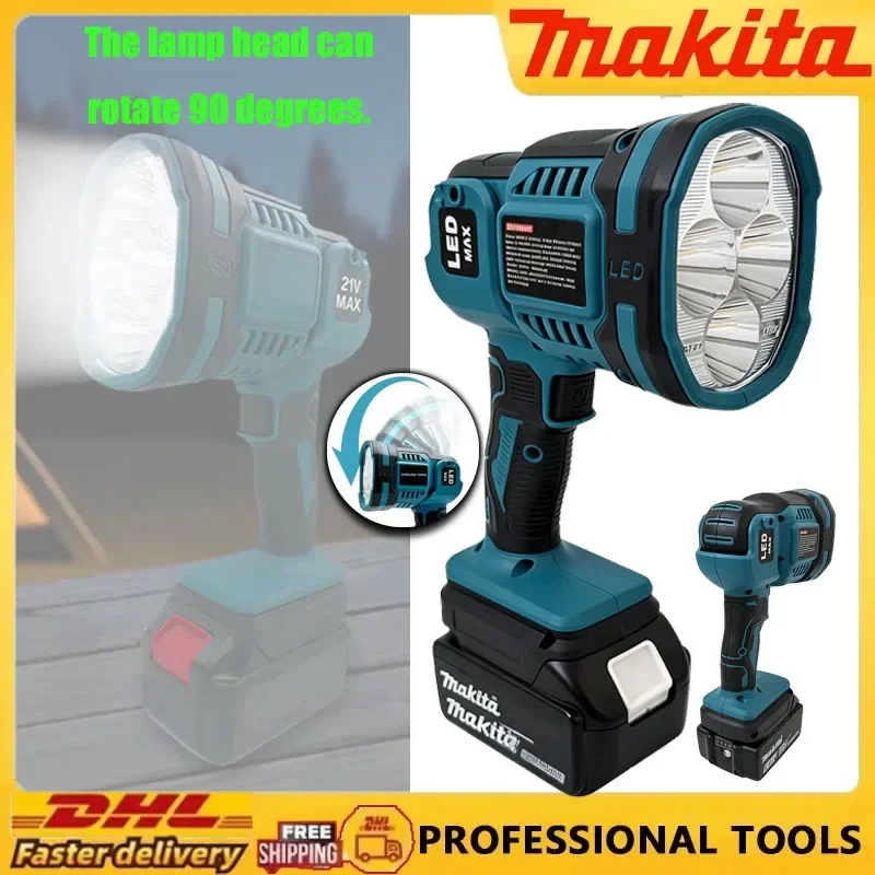 Lanterna led sem fio, lanterna portátil, lâmpada de emergência, 3 modos, luz externa, lâmpada noturna de lítio para bateria makita 18v
