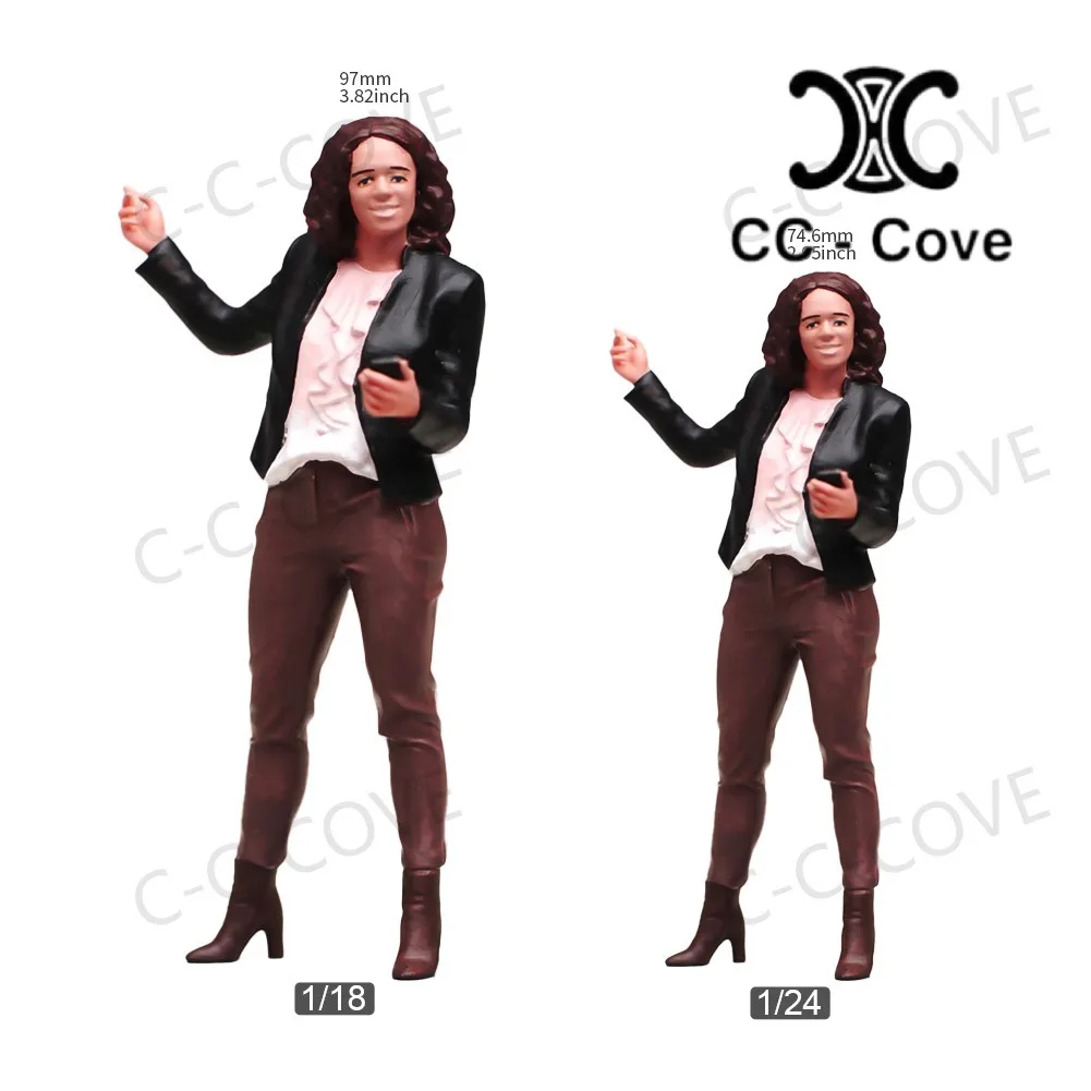 Fine Painted Miniatures 1/18 1/24 1/43 1/64 1/87 전화 그림 모델 장난감을 들고 자신감있는 흑인 여성 선물보기 장식