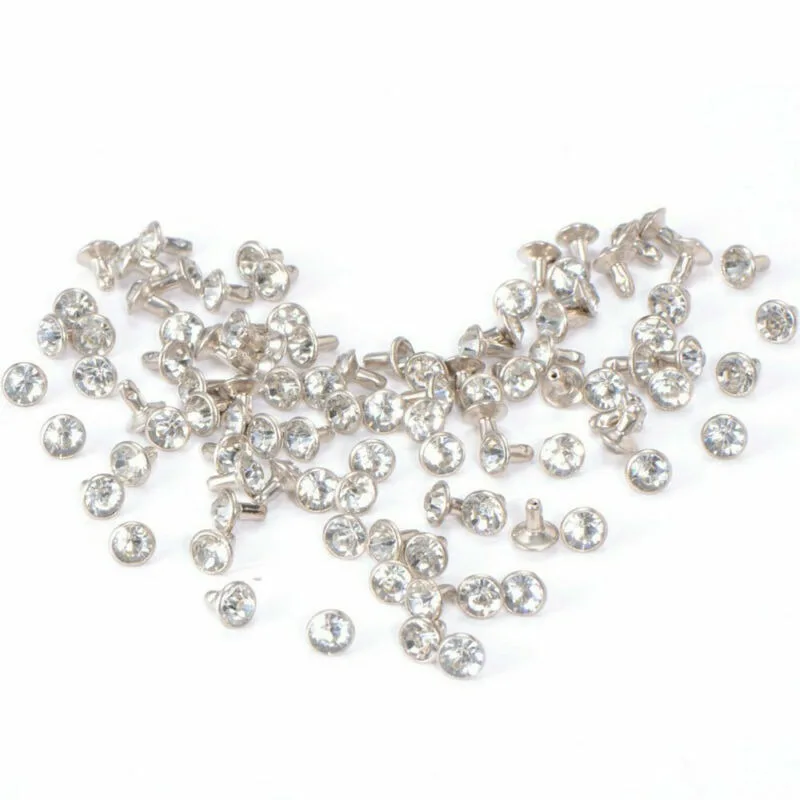 Rebites de strass redondos para couro DIY, jóias decorativas, cintos e sacos de roupas, 7mm, 100 Set, 200 Set