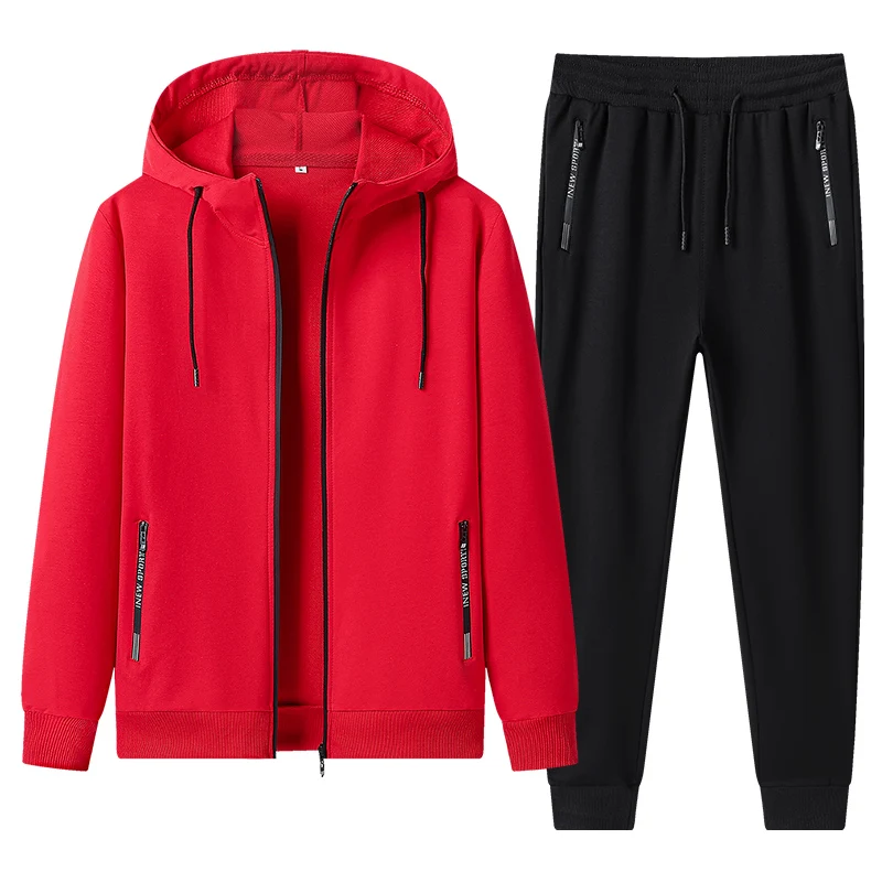 Men Sets 2024 New Winter Autumn Men\'s Casual Clothing Solid Color Hoodie 2 Piece Set Zipper Sweatshirt Sweatpants Tracksuits
