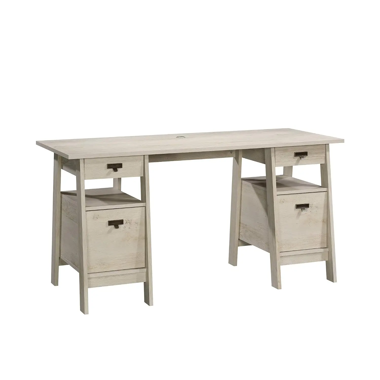 Trestle Office Desk with Drawers & File Cabinet, Executive Writing Desk with Shelves & Cable Management, Customized