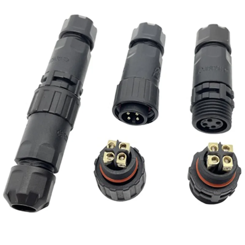 IP68 Waterproof Wire Connector Electrical Cable 2 3 4P Outdoor Plug Socket Waterproof Straight Connector Quick Screw Connection