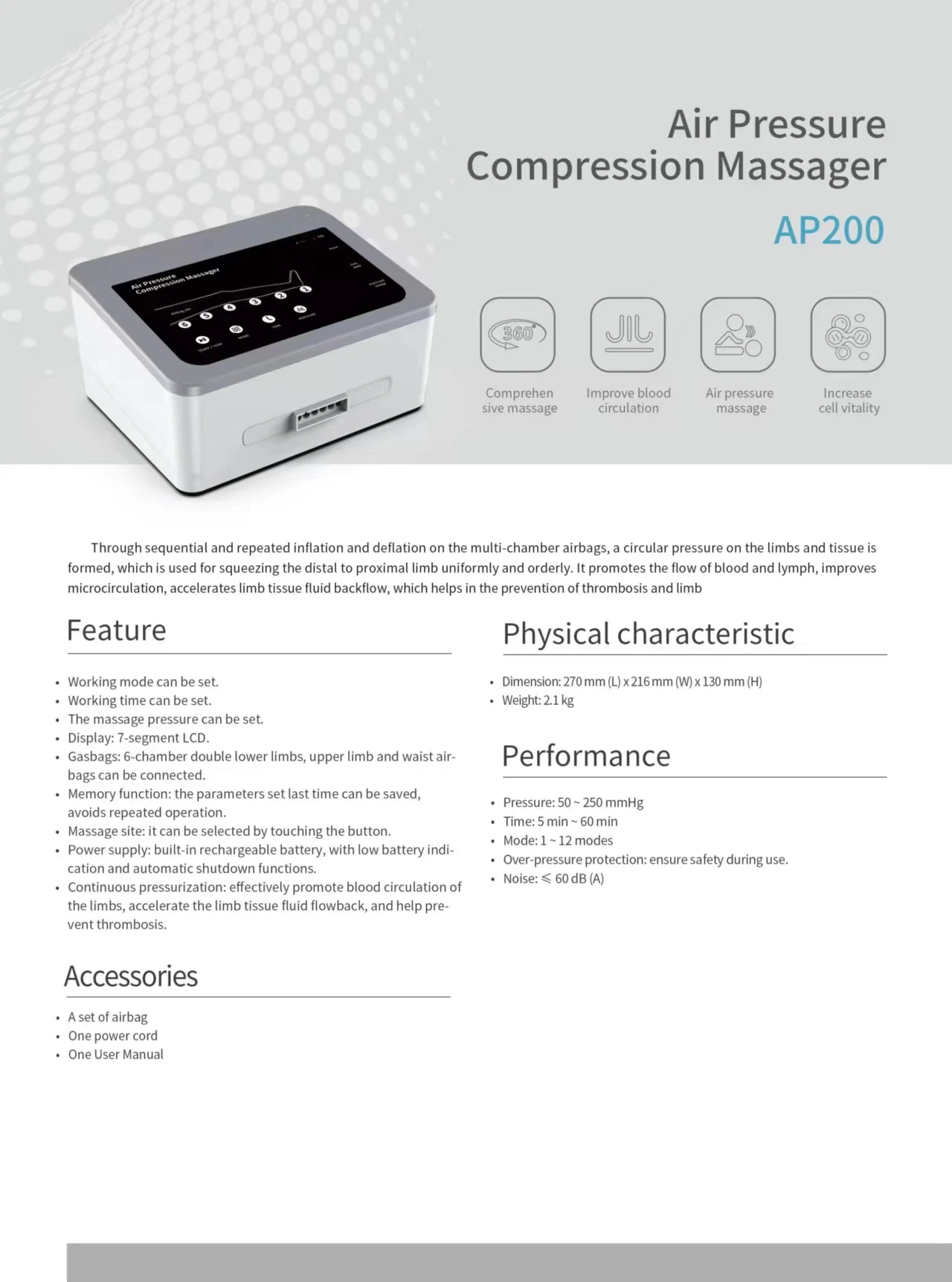 STLFCONTEC AP200 Dvt آلة المضخة العلاج بالضغط ضغط الانتعاش الأحذية الساق القدم ضغط مدلك #4