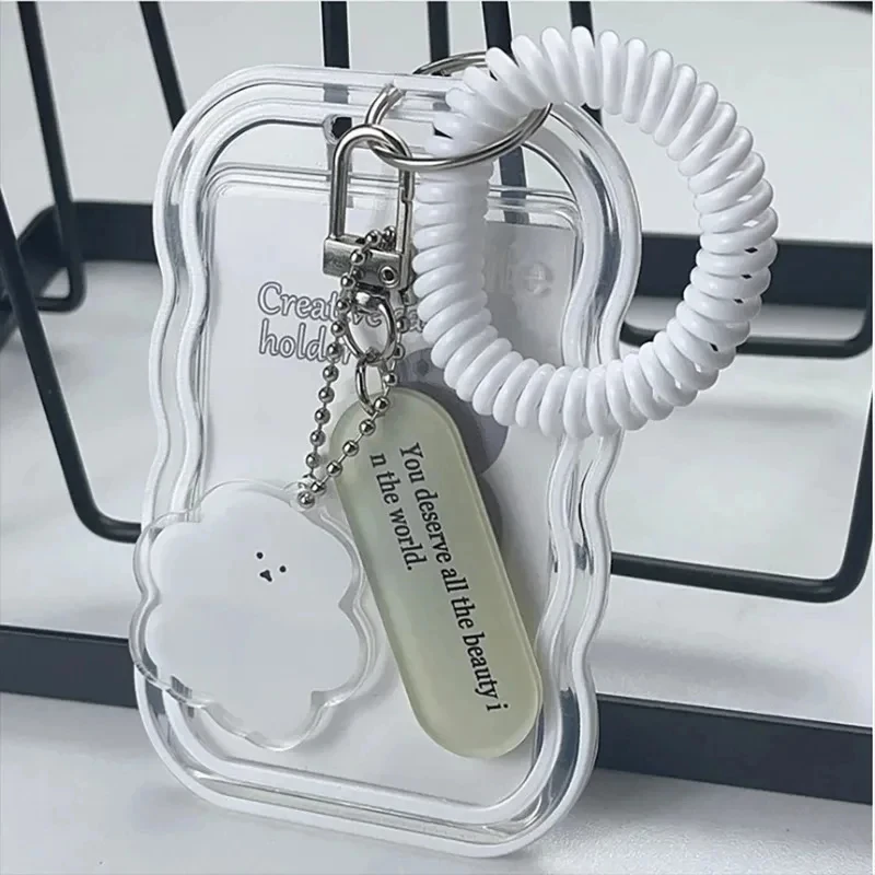 Creative Design Photocard Holder Transparent Card Holder Keychain Photo Sleeves Bus Card Student Card Case Photo Protector