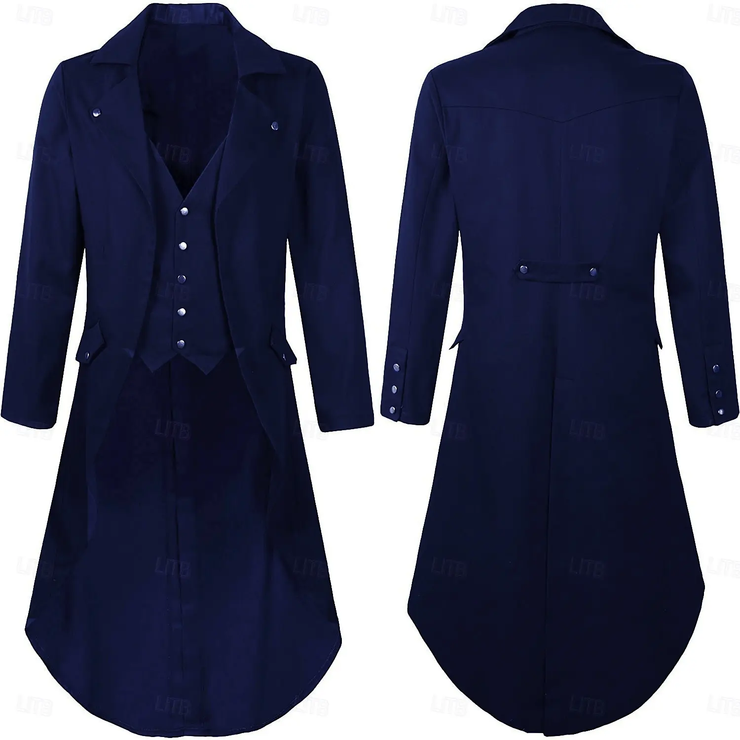FashionPunk & Gothic Medieval Steampunk Coat Tuxedo Trench Coat Ren Faire Vampire Magician Men's Steampunk Halloween