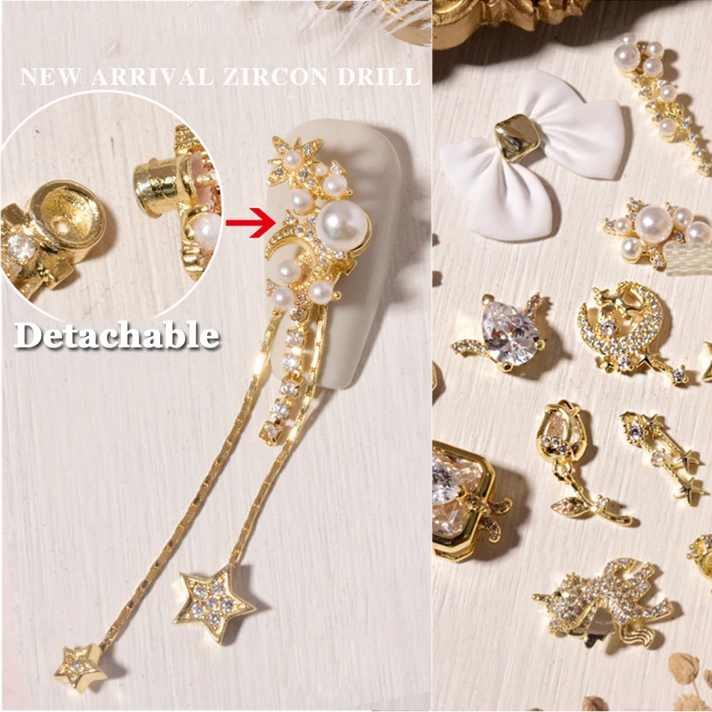 Breloques de luxe en forme d'aile brillante, fleur 3D, strass pour ongles, décorations Nail Art, outils de manucure, bijoux pour ongles