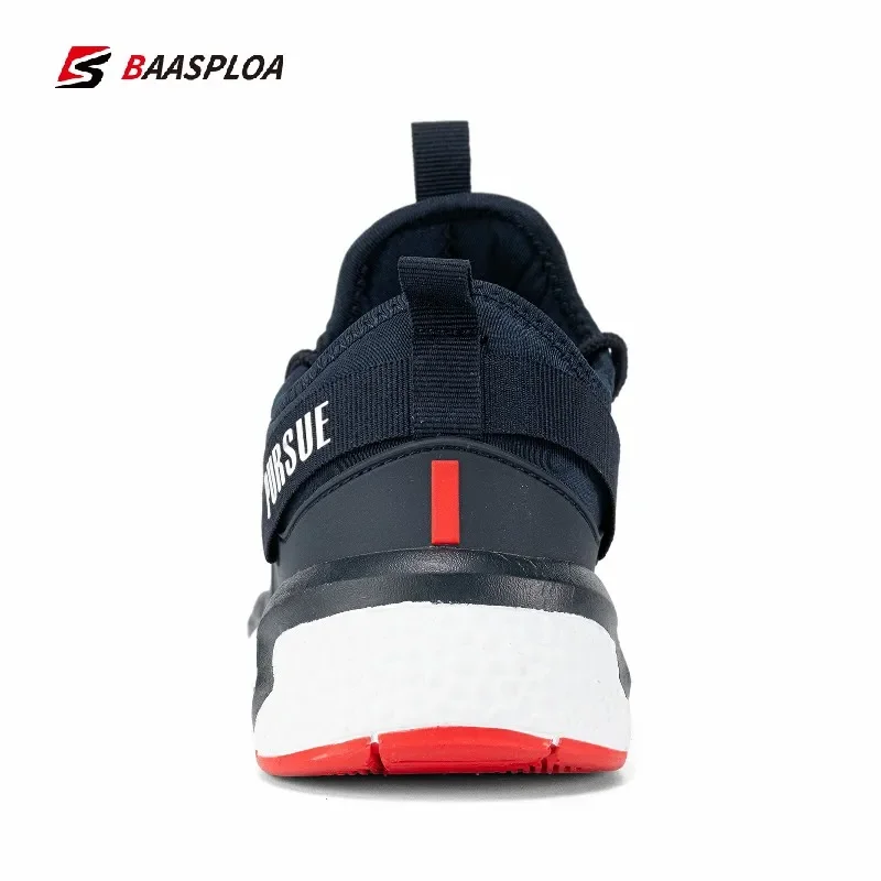 Baasploa Men Running Shoes Non-slip Leather Sneaker Lightweight Tennis Shoe Waterproof Man Breathable Casual Shoes