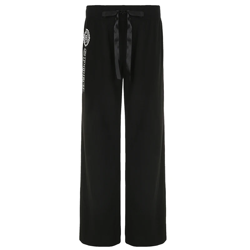 Daraga-Pantalon de survêtement taille basse imprimé lettre pour femme, jambe droite, cordon de serrage, streetwear décontracté, vêtements d'intérieur, FJAutomne, 1300