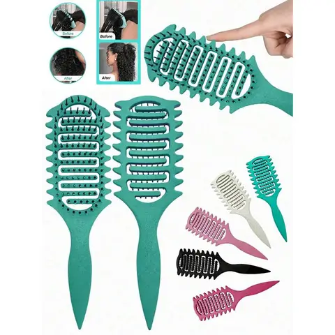 Curl Define Styling Brush Hollow Out Detangling Hair Brush Tangled Wet Curly Hair Comb Shaping Curls Barber Hairdressing Tools