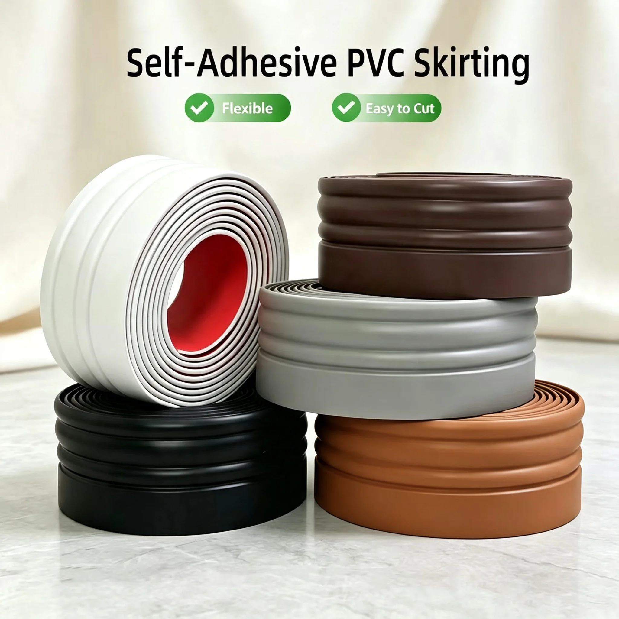 Length:196.85 Inches - 1-Roll Self-Adhesive Skirting Board, Thickness 3mm, Suitable For Home Aesthetic Space Decoration.