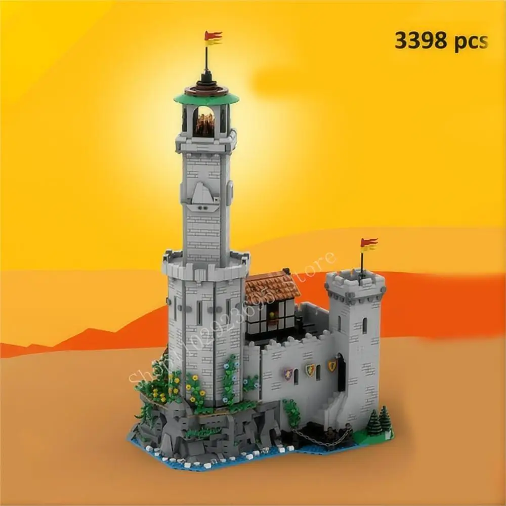 

3398PCS MOC Building blocks Lion Knight's Castle Fortified Lighthouse shield Retro Medieval Street DIY child Toy holiday Gift