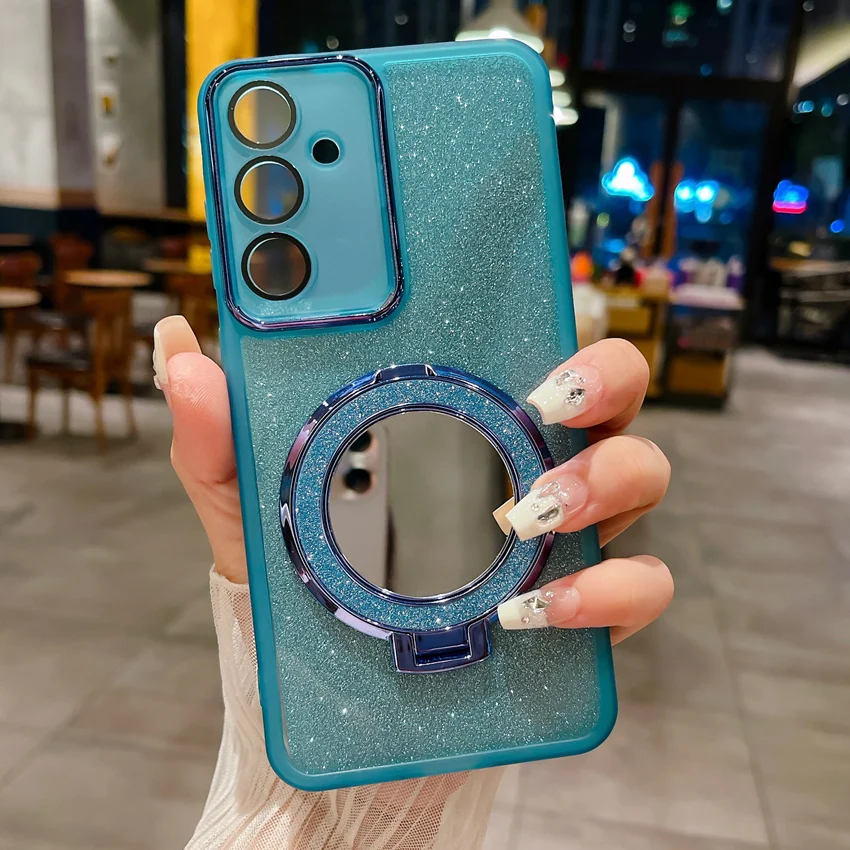 Mirror Phone Case For Samsung Galaxy A10 A11 A20 A21S A30 A31 A50 A51 A71 A72 A73 M13 M14 M15 M23 M32 M34 M53 M54 Glitter Cover