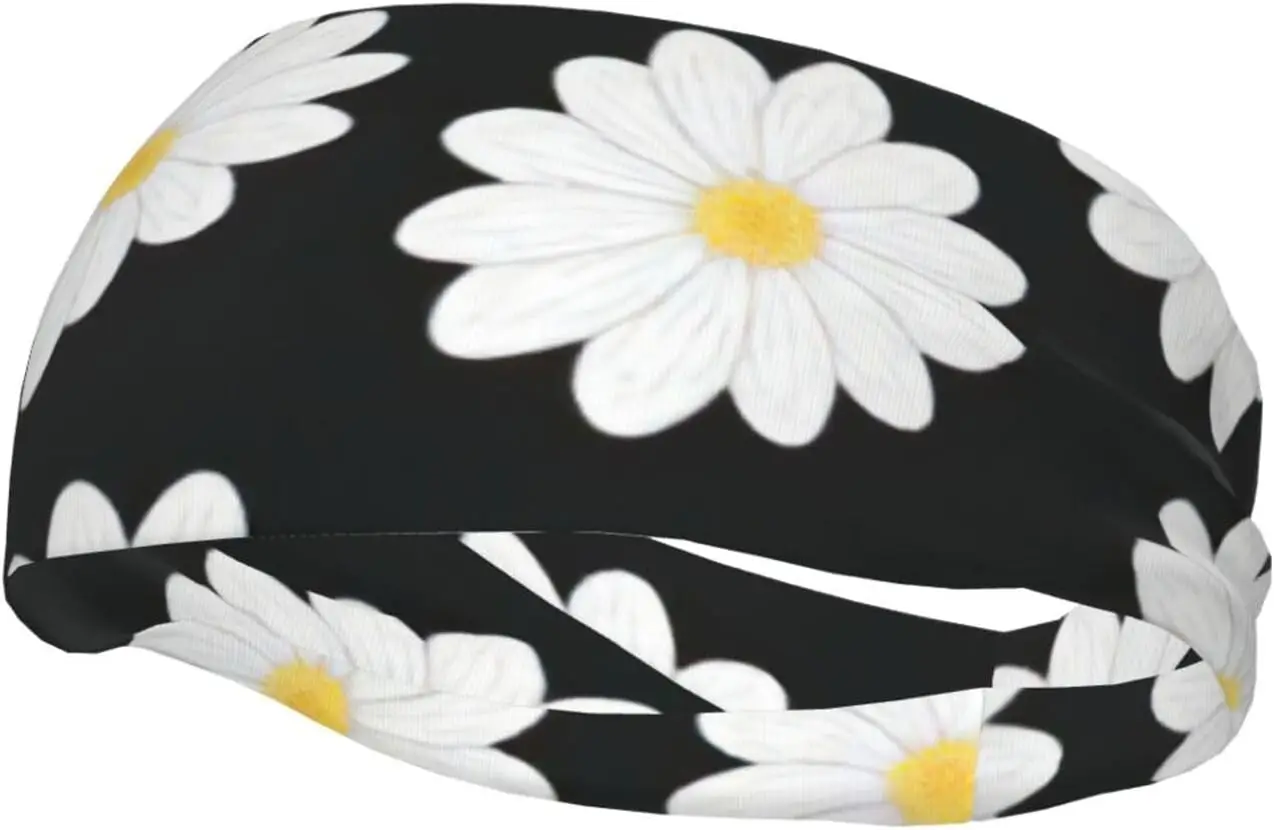 

White Daisy 2 Print Sports Sweatband,Headband,Funny,lcute and Personalized,for Women Men Unisex