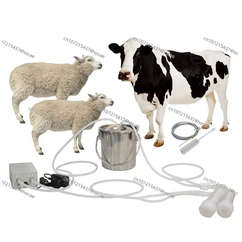 3/7/14L Pulse Sheep/Cow Goat Milking Machine Automatic Stop Stainless Steel Milke Bucket Vacuum Pump Electric Milking Equipment