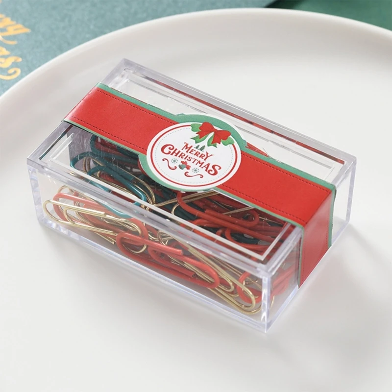 クリスマステーマのプッシュピン メタルバインダークリップ ペーパークリップ 収納ケース付き コルク掲示板 画鋲 掲示板ピン