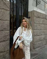 2026 Spring New Oversize White Shirt Women Long Sleeve Button up Minimalist 100% Cotton Shirt Female Chic Loose Tunic Blouses - Image 4