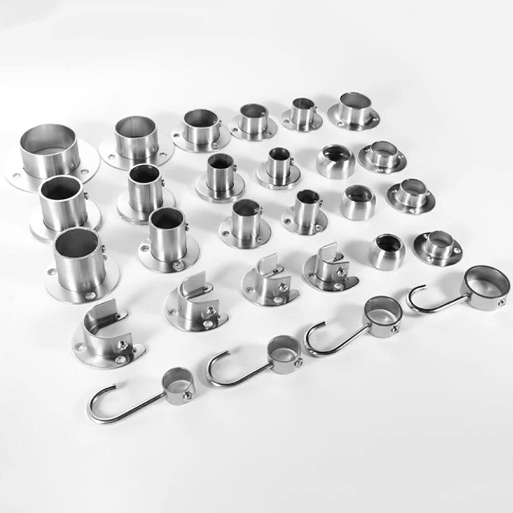60mm 80mm Stainless‑Steel Flange Bracket, Wardrobe Hanger‑Rod Crossbar Fixing Buckle Seat Clothes Holder Hardware Accessories