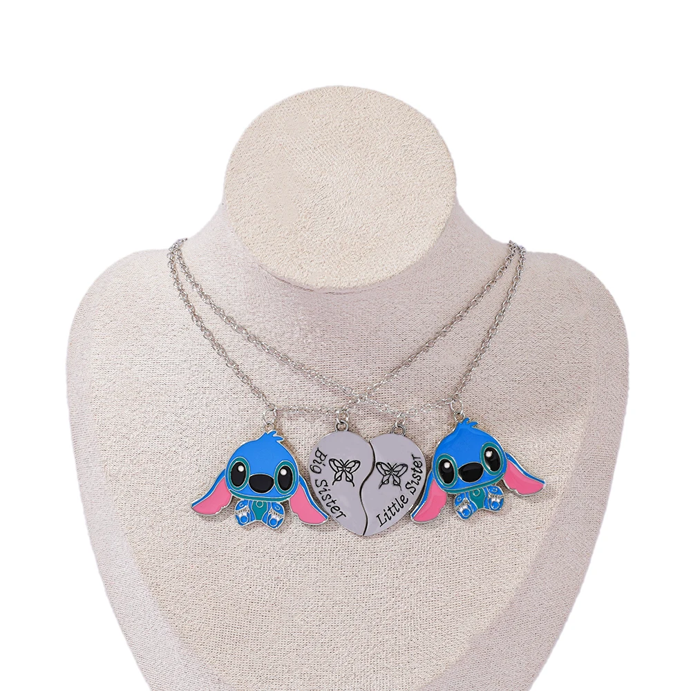 2 قطع لطيف ليلو وستيتش الفولاذ المقاوم للصدأ أفضل أصدقاء القلب مطابقة قلادة قلادة الخلود صديق جيد مجوهرات اكسسوارات