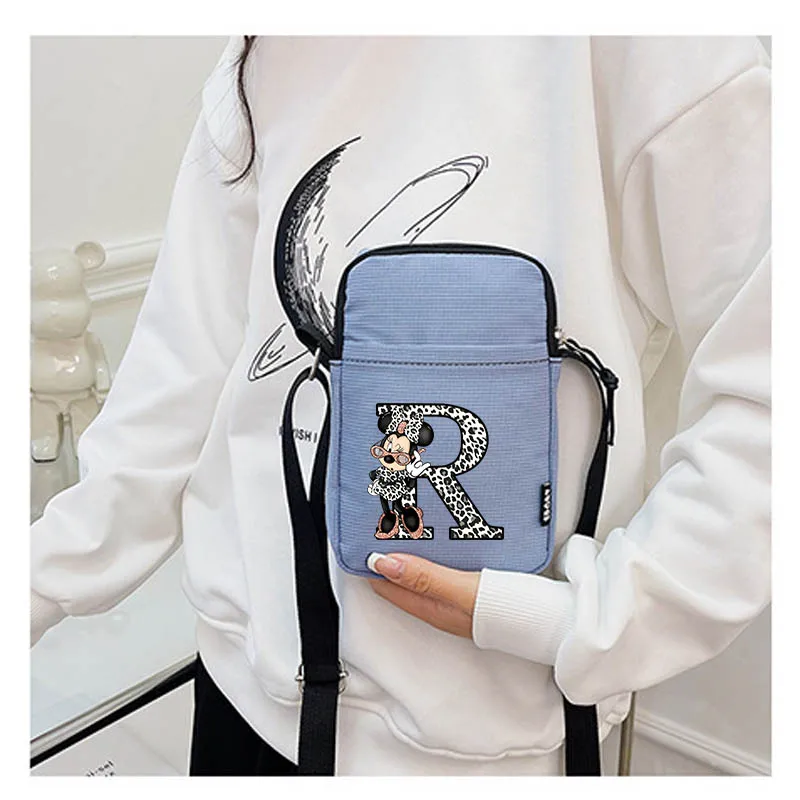 

Minnie Mouse A-Z 26 Letters Women Crossbody Bags Shoulder Bag Canvas Small Bag Students Single Shoulder Mobile Phone Bags